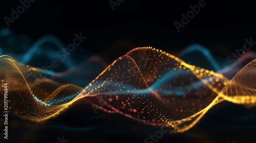 Abstract Data Stream: Visualize a dynamic, flowing stream of data with particles, representing the interconnectedness of information in a digital world.