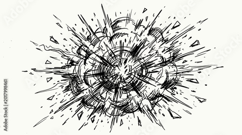 Hand drawn comic book style explosion graphic illustration.