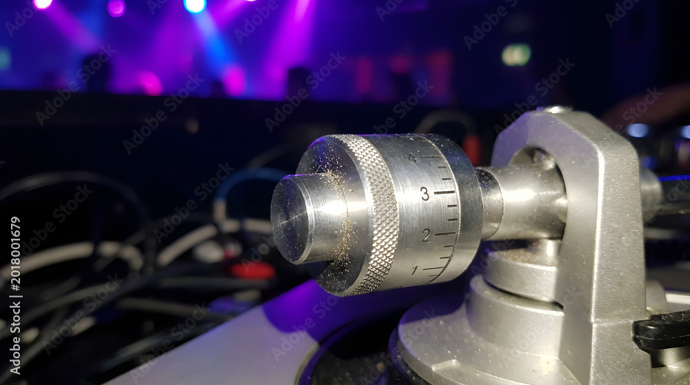 Fototapeta premium Audio equipment control knob on a mixing console