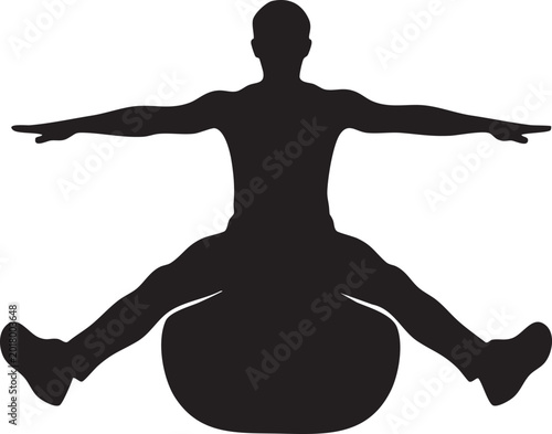 Cuadro en lienzo yoga, balance, fitness, exercise, silhouette, vector