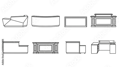Reception Desk CAD Vector Collection | Corporate Lobby Counter Elevation Set