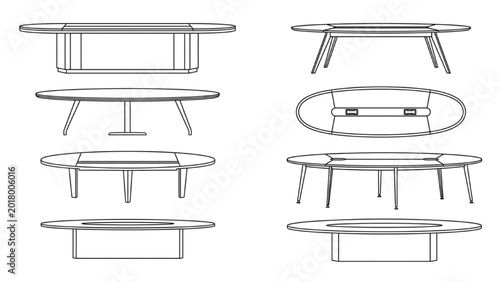 Oval Boardroom Table CAD Vector Collection | Executive Meeting Furniture Pack