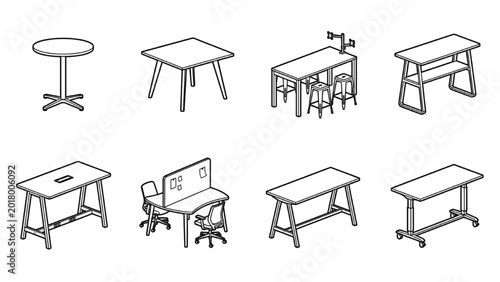 Modern Meeting Table CAD Vector Collection | Office Collaboration Furniture Set
