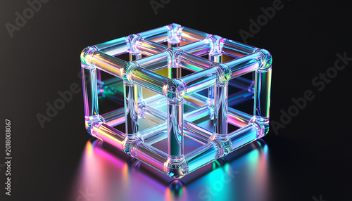 Iridescent glass cube structure technology.