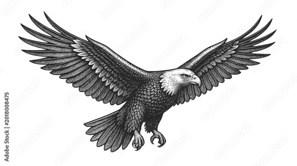 Obraz premium Majestic Bald Eagle Soaring with Wings Spread Wide