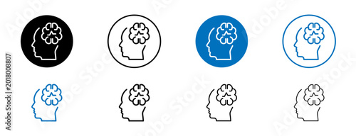 Quadro su tela Epilepsy icons set in black and blue colors on white background