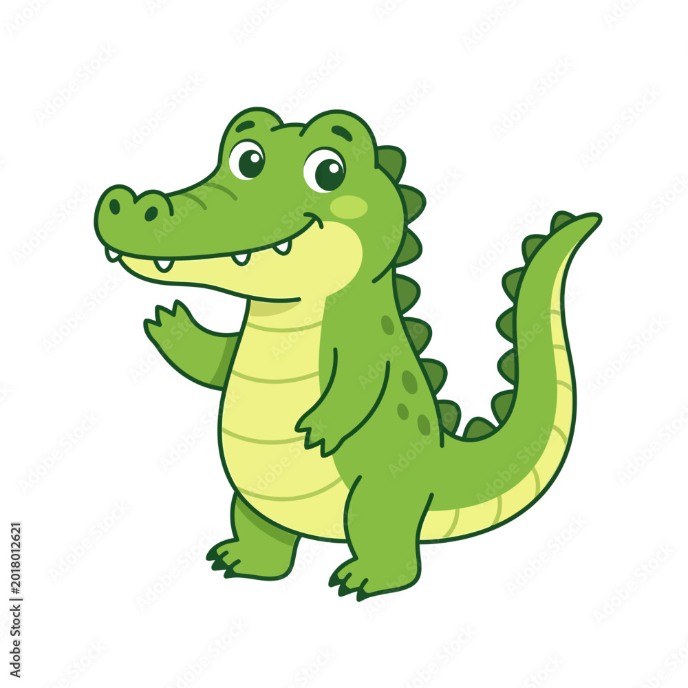 Fototapeta premium Cute Cartoon Alligator Clip Art
