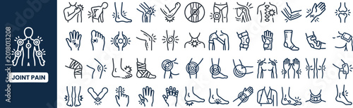 Bild auf Leinwand Joint Pain and Bone Therapy outline icon set