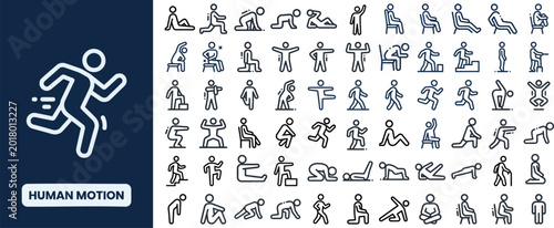 Εκτύπωση καμβά Human Motion and Movement Pose outline icon set