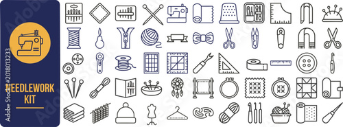 Tableau sur toile Needlework and Sewing Craft outline icon set