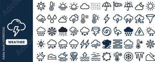 Photos Weather Forecast and Climate outline icon set