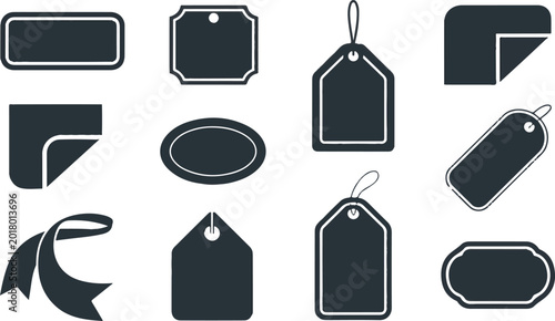 Extensive collection of various shaped labels and tags for multiple purposes.