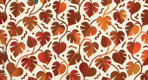 Autumn Tropical Leaf Pattern for Fabric Packaging Wrapping Paper and Wallpaper