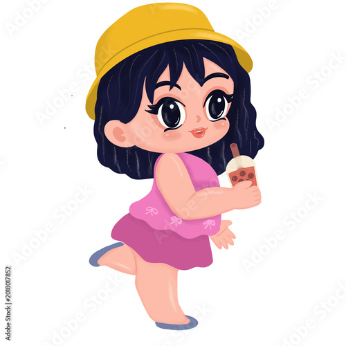 Adorable Little Girl Holding Drink.