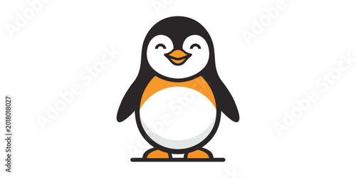 Fotografie Cute cartoon penguin character with white background cute animal bird illustrati