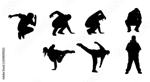Vászonkép Urban Breakdance Silhouettes, Dynamic Hip Hop Dancers, Street Dance Poses, Athle