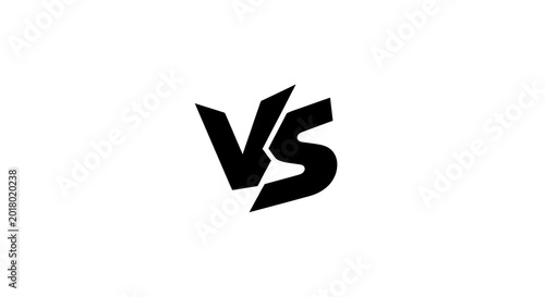 Black Versus VS Symbol on White Background, Competition Concept