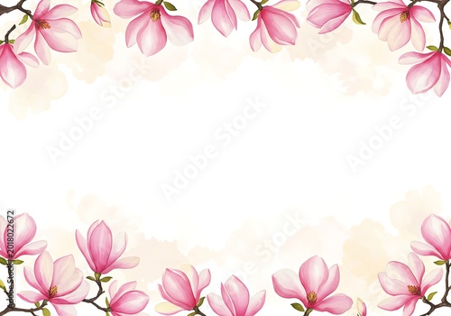 Magnolia Watercolor Bloom: Delicate Spring Frame