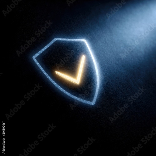 Security shield with checkmark protection cyber safety concept