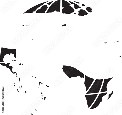 Black, broken, cracked, world map, geography, icons, set, vector