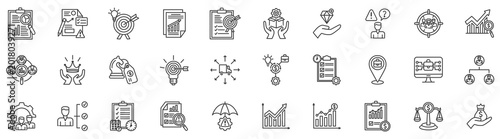 Tableau sur toile Business Plan in outline icon set