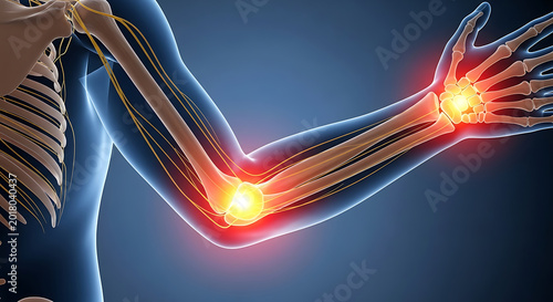 human arm skeleton with highlighted elbow and wrist joints high quality professional