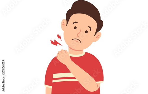 Принти на полотні Man experiencing shoulder pain clutching his arm with a worried expression indic
