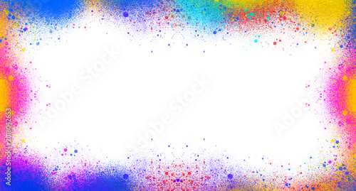 Colorful Spray Paint Splatter Border on Transparent Background