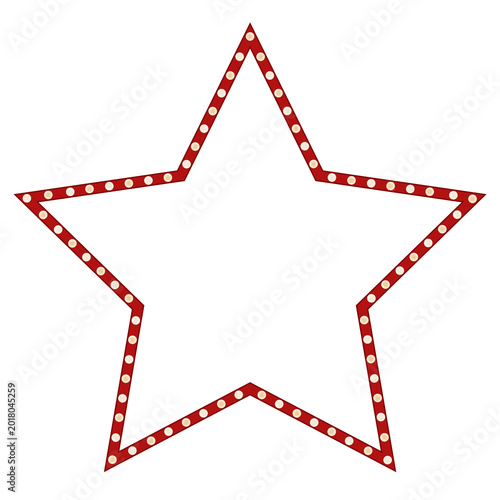 Tablou pe pânză Marquee Star Frame with Light Bulbs, Vintage Theater Sign Border Isolated