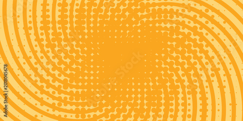Orange stripes burst lines background. Sun ray light. Radiate sunlight. Vintage stripes halftone radial wallpaper for poster, banner