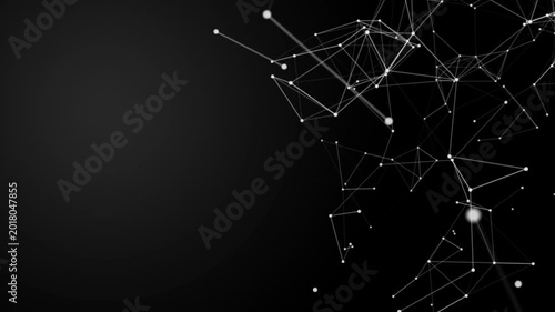 Black Abstract Digital Plexus Network Background with Data Flow Animation, Abstract Cyberspace Network Plexus Background, 4K Seamless Loop