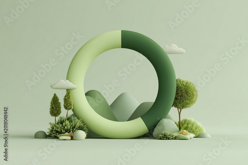 Circular Economy Recycle Loop Symbol on Minimal Green Corporate Background