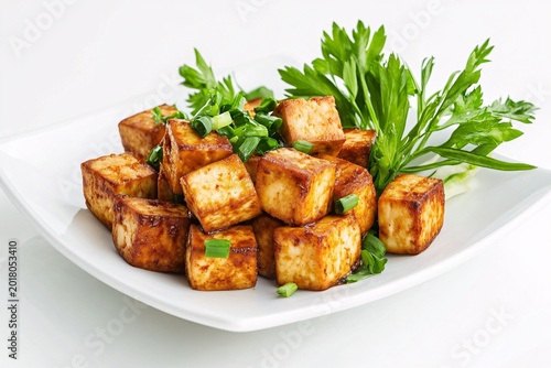 A gourmet meal of delicious fried and roasted chicken wings served on a white plate with a side of green salad