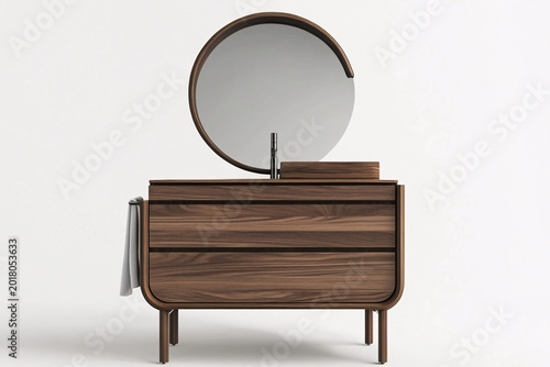 wooden dressing table isolated on white Background 