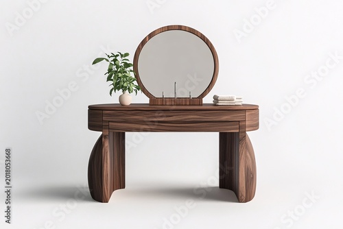 wooden dressing table isolated on white Background 