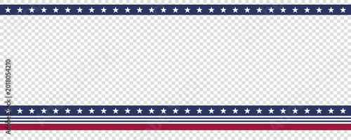 Fotografía Horizontal patriotic border design with navy blue star-spangled bands and red decorative lines