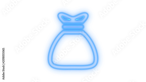 Foto Glowing neon money bag icon isolated on transparent background