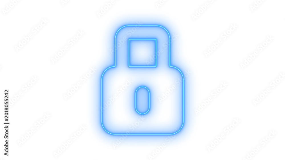 Fototapeta premium Glowing neon padlock security lock icon isolated on transparent background. Safety symbol. Privacy protection. Cyber security. Data access. Web interface sign.