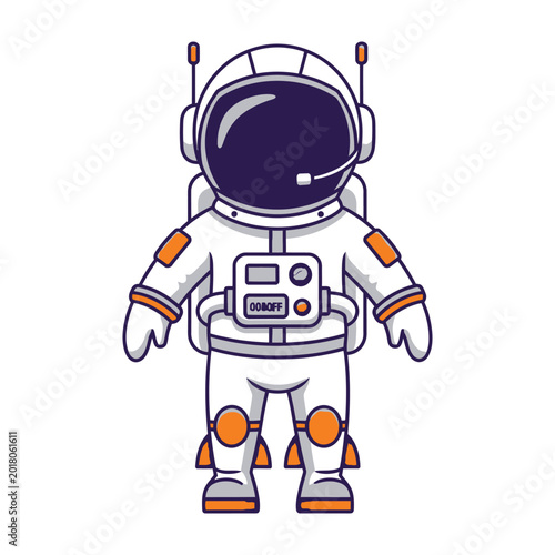 Astronaut in White Spacesuit Standing Isolated on White Background for Space Exploration Concept