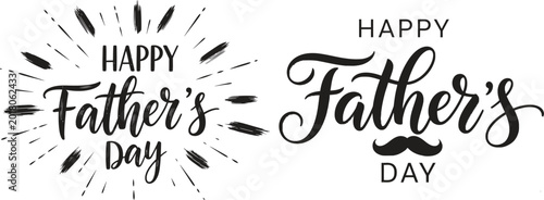 Foto Happy Fathers Day greeting card design with brush strokes and mustache