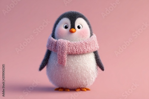 cute cartoon style 3d penguin