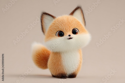 cute cartoon style 3d rendering fox 