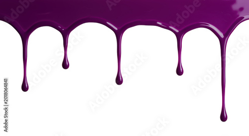 Purple liquid drips on white background