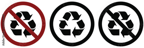 Foto Recycle and no recycling vector icon, simple flat pictogram with “no recycling”