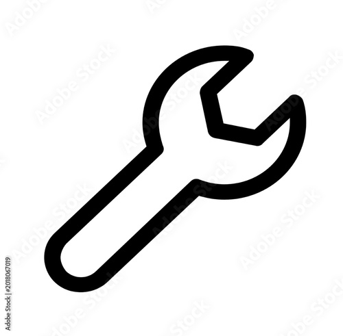 Wrench Icon Vector. Outline Wrench Sign. Isolated Contour Symbol Illustration