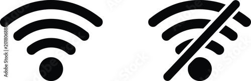 Photos Wi-Fi and no Wi-Fi icons set connected and offline network vector illustration