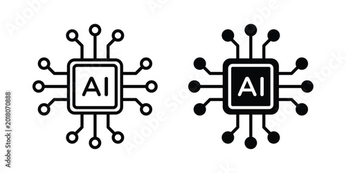 Obraz na plátně AI processor chip icon series in black
