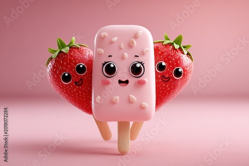 strawberry and chocolate. strawberry with ice cream
