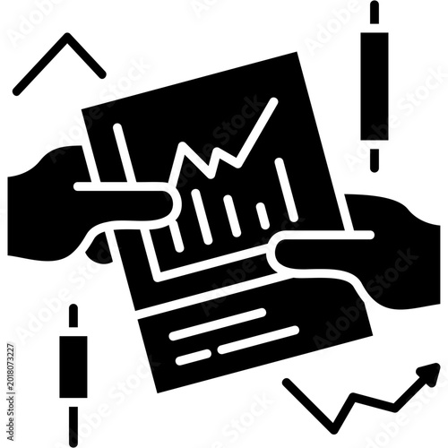 Bild auf Leinwand Glyph Solid Trade Stocks Icon