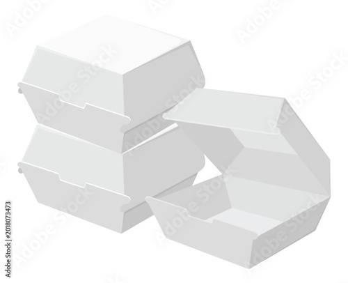 Blank White Cardboard Burger Box Mockup Set for Fast Food Packaging